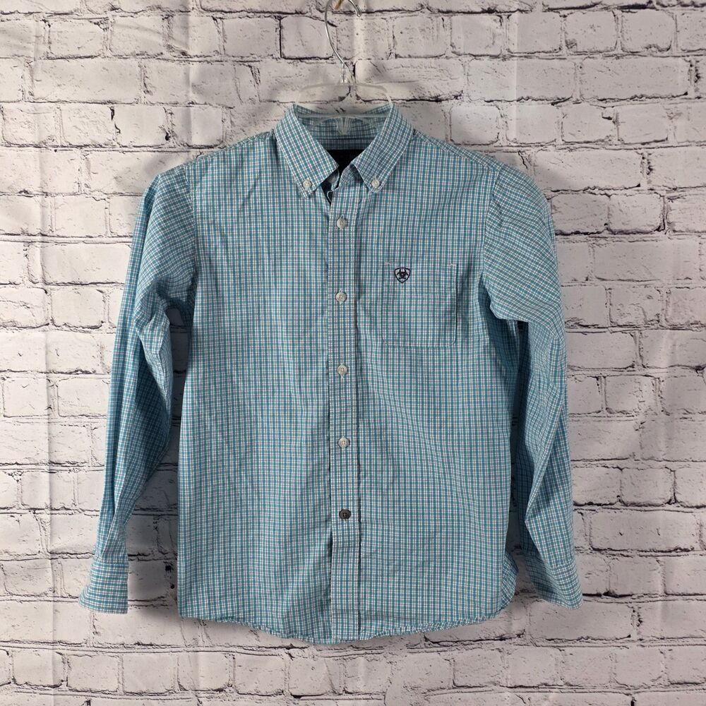 Ariat Boy's Medium (10-12) Pro Series Blue Curacao Western Button Up Shirt